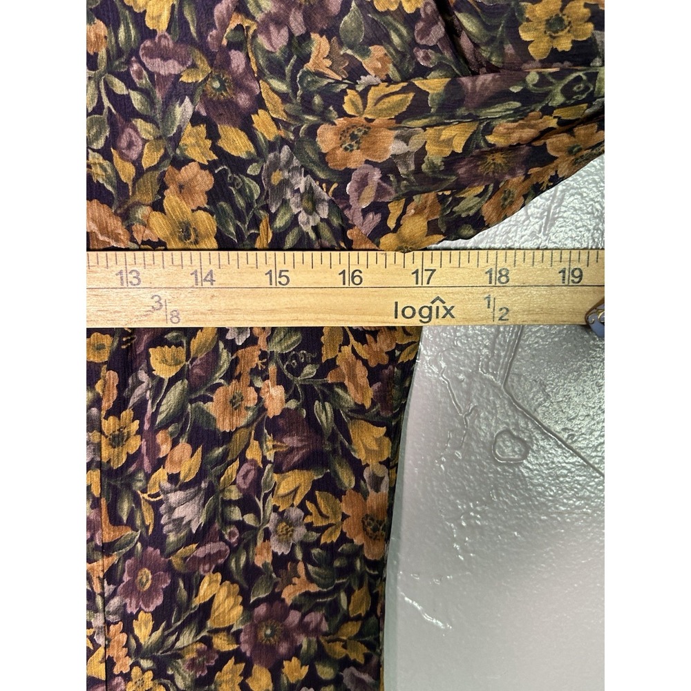 vintage Coldwater Creek sheer floral midi dress 6 100%silk Cottage Core Fall - Picture 11 of 11